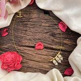 Vriksham Traditional 3 Round & Leaf Pendant Invisible Chain-White-G20610